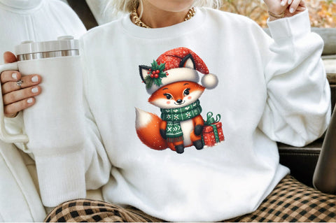 Christmas Clipart, Funny Christmas Fox Sublimation designartist 