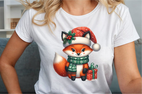 Christmas Clipart, Funny Christmas Fox Sublimation designartist 
