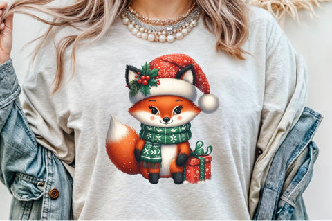 Christmas Clipart, Funny Christmas Fox Sublimation designartist 