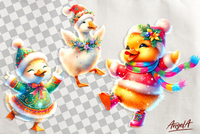 Christmas clipart, funny duck clipart, Animal clipart PNG Sublimation Angelina Semenova 