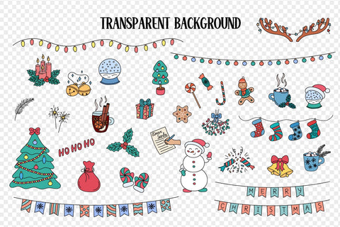 Christmas Clipart PNG | Cute Xmas Clip Art Bundle | Traditional Holiday Symbols Christmas Tree, Holly, Mistletoe, Candy | Digital Download Sublimation AnnaViolet_store 