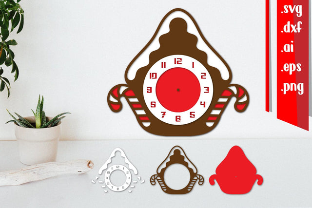 Christmas Clock Layered Laser Cut Files SVG zafrans studio 