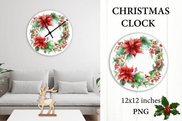 Christmas Clock PNG. Wall Clock Face Sublimation. Sublimation Olga Terlyanskaya 