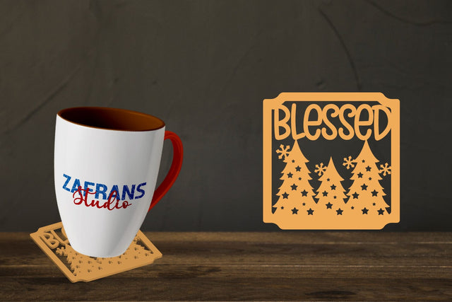Christmas Coaster Cut files, Blessed Coaster SVG zafrans studio 