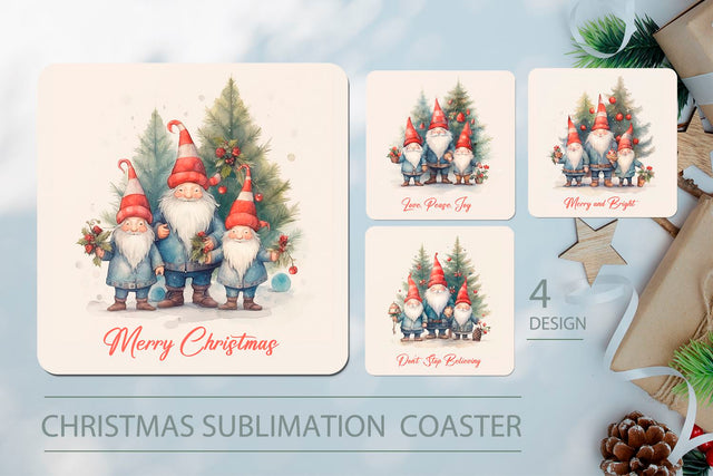Christmas coaster, gnomes sublimation coaster Sublimation KMarinaDesign 