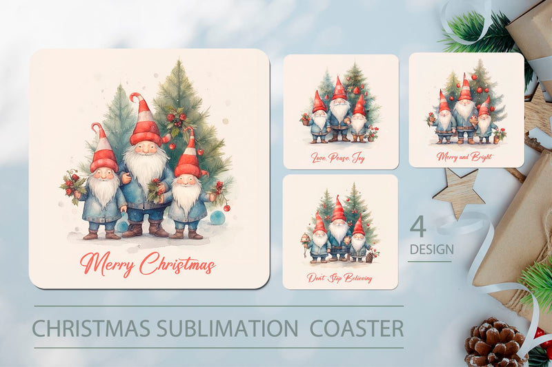 Christmas coaster, gnomes sublimation coaster Sublimation KMarinaDesign 