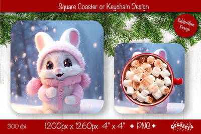 Christmas coaster Sublimation Square coaster design Baby Animal PNG Square keychain. Sublimation Createya Design 