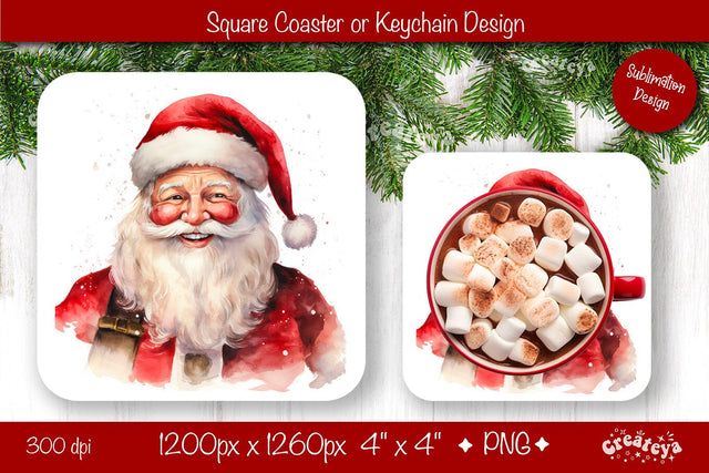 Christmas coaster Sublimation Square coaster design Owl PNG Square keychain Sublimation Createya Design 