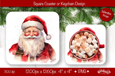 Christmas coaster Sublimation Square coaster design Owl PNG Square keychain Sublimation Createya Design 