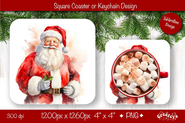 Christmas coaster Sublimation Square coaster design Owl PNG Square keychain Sublimation Createya Design 