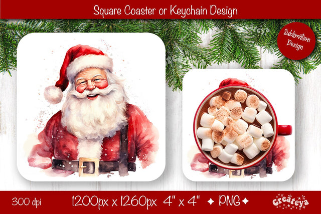Christmas coaster Sublimation Square coaster design Owl PNG Square keychain Sublimation Createya Design 