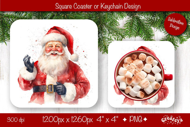 Christmas coaster Sublimation Square coaster design Owl PNG Square keychain Sublimation Createya Design 