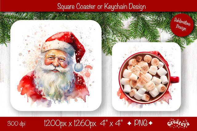 Christmas coaster Sublimation Square coaster design Owl PNG Square keychain Sublimation Createya Design 