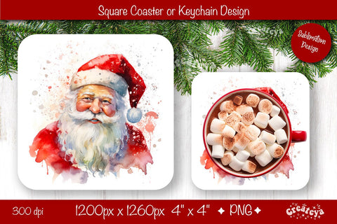 Christmas coaster Sublimation Square coaster design Owl PNG Square keychain Sublimation Createya Design 