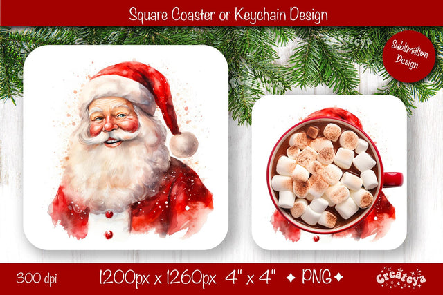 Christmas coaster Sublimation Square coaster design Owl PNG Square keychain Sublimation Createya Design 