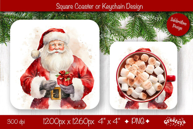 Christmas coaster Sublimation Square coaster design Owl PNG Square keychain Sublimation Createya Design 