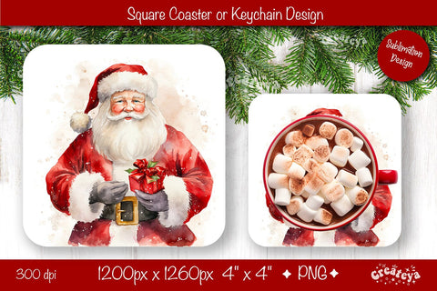 Christmas coaster Sublimation Square coaster design Owl PNG Square keychain Sublimation Createya Design 