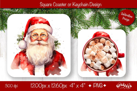 Christmas coaster Sublimation Square coaster design Owl PNG Square keychain Sublimation Createya Design 