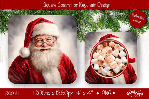 Christmas coaster Sublimation Square coaster design Owl PNG Square keychain Sublimation Createya Design 