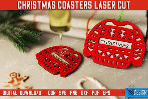 Christmas Coasters Bundle | Cup Coasters | Festive Table | Kitchen Decor | Holiday | CNC Files SVG Fly Design 
