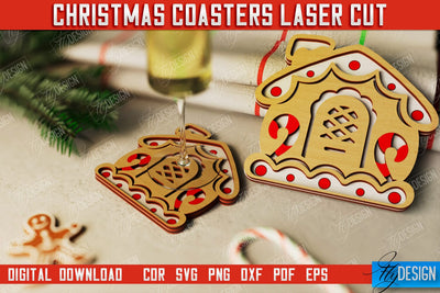 Christmas Coasters | Cup Coasters | Festive Table | Kitchen Decor | Holiday | CNC File SVG Fly Design 