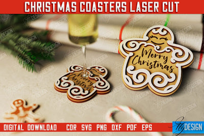 Christmas Coasters | Cup Coasters | Festive Table | Kitchen Decor | Holiday | CNC File SVG Fly Design 