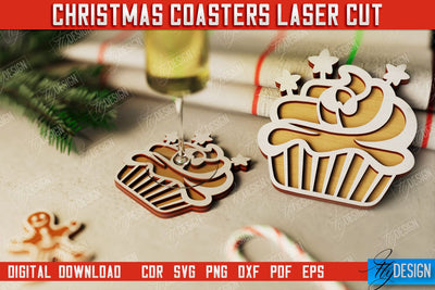 Christmas Coasters | Cup Coasters | Festive Table | Kitchen Decor | Holiday | CNC File SVG Fly Design 