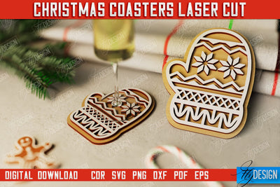 Christmas Coasters | Cup Coasters | Festive Table | Kitchen Decor | Holiday | CNC File SVG Fly Design 
