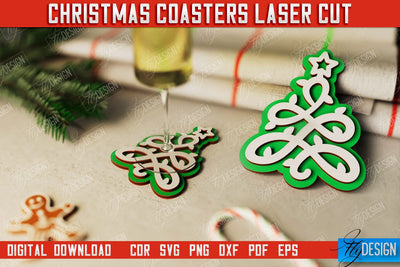 Christmas Coasters | Cup Coasters | Festive Table | Kitchen Decor | Holiday | CNC File SVG Fly Design 