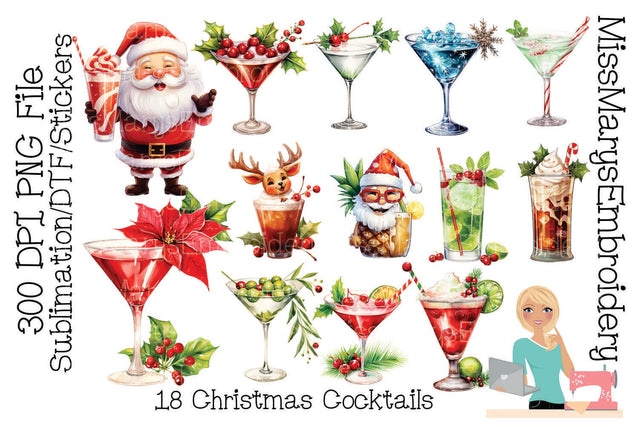 Christmas Cocktail Drinks PNG | Christmas Sublimation | PNG Sublimation MissMarysEmbroidery 
