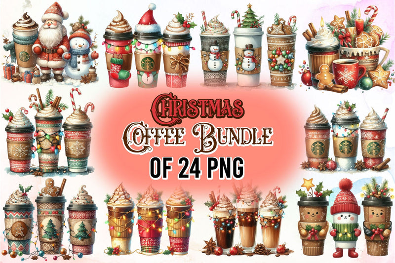 Christmas Coffee Bundle of 24 PNG Sublimation designartist 