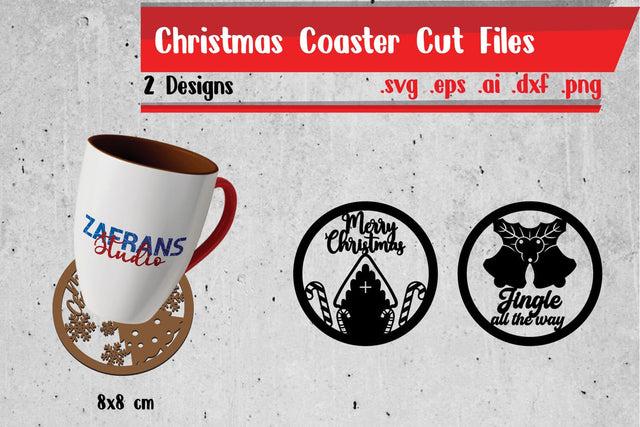 Christmas Coffee Coaster Cut Files SVG zafrans studio 