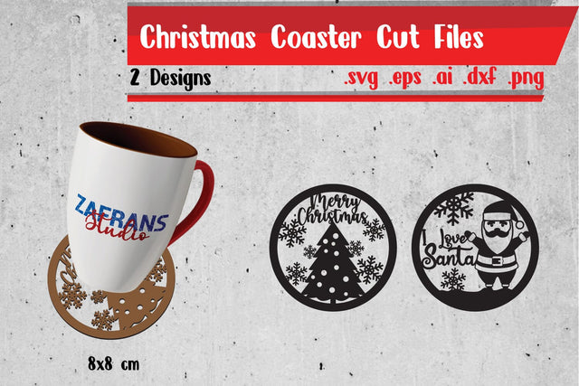 Christmas Coffee Coaster Cut Files SVG zafrans studio 
