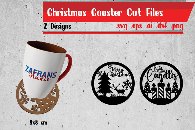 Christmas Coffee Coaster Cut Files SVG zafrans studio 
