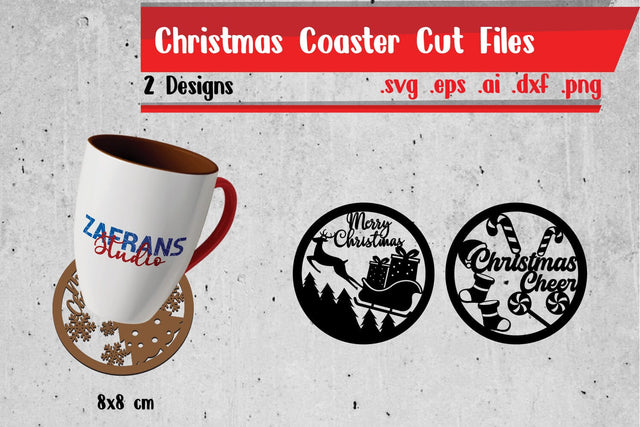 Christmas Coffee Coaster Cut Files SVG zafrans studio 