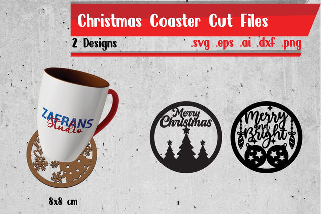 Christmas Coffee Coaster Cut Files SVG zafrans studio 