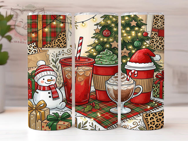 Christmas Coffee Cups 20oz Tumbler, Christmas Coffee Cup, Coffee Cups Tumbler, Xmas Coffee Cups, Coffee Tumbler Wrap, 20oz Tumbler Wrap, Coffee Cup PNG, Holiday Coffee PNG Sublimation Lara' s Designs 