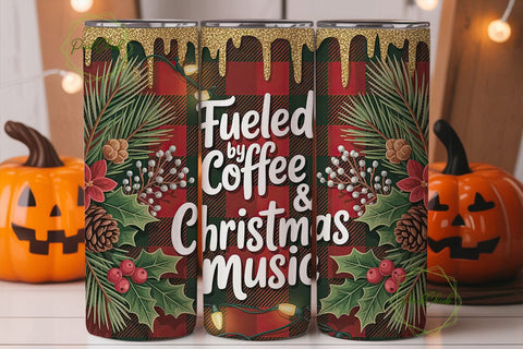 Christmas Coffee & Music Tumbler Wrap Sublimation PixelChick 