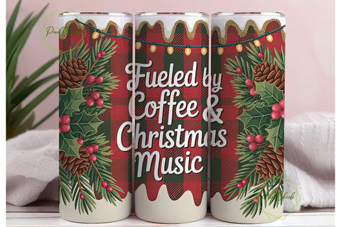 Christmas Coffee & Music Tumbler Wrap Sublimation PixelChick 