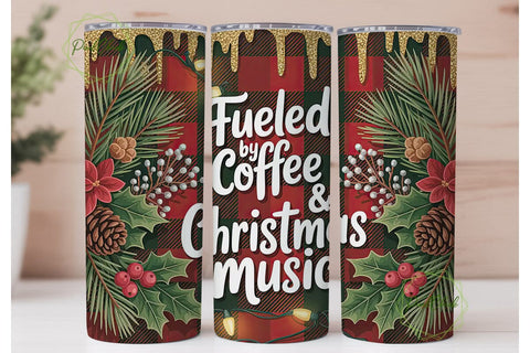 Christmas Coffee & Music Tumbler Wrap Sublimation PixelChick 