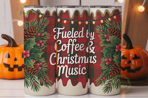 Christmas Coffee & Music Tumbler Wrap Sublimation PixelChick 