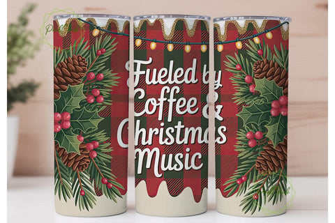 Christmas Coffee & Music Tumbler Wrap Sublimation PixelChick 