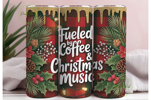 Christmas Coffee & Music Tumbler Wrap Sublimation PixelChick 