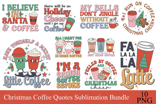 Christmas Coffee Quotes Sublimation Bundle Sublimation Rupkotha 