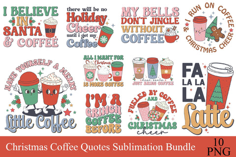 Christmas Coffee Quotes Sublimation Bundle Sublimation Rupkotha 