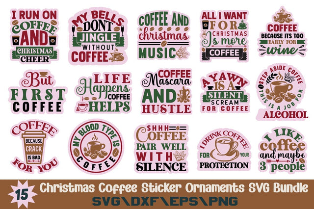 Christmas Coffee Sticker Ornaments SVG Bundle SVG Angelina750 