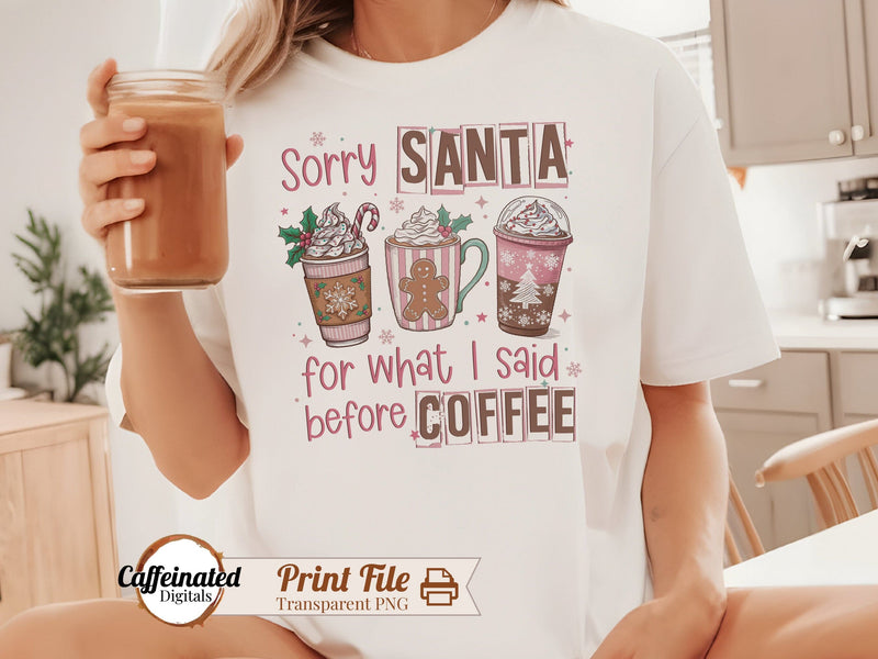 Christmas Coffee Sublimation PNG Sublimation Caffeinated SVGs 