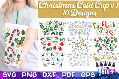 Christmas Cold Cup Bundle v.1 | Holidays Cold Cup | Christmas Gifts | Wrap Svg | SVG File SVG The T Store Design 