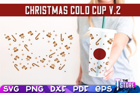 Christmas Cold Cup Bundle v.2 | Holidays Cold Cup | Christmas Gifts | Wrap Svg | SVG File SVG The T Store Design 