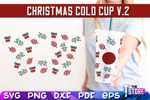 Christmas Cold Cup Bundle v.2 | Holidays Cold Cup | Christmas Gifts | Wrap Svg | SVG File SVG The T Store Design 